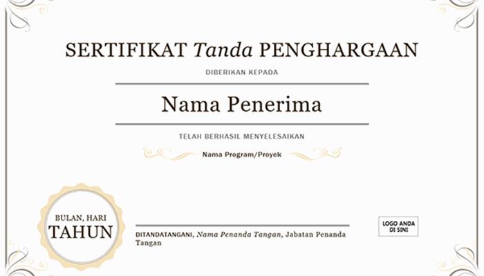 Contoh Sertifikat Penghargaan Lomba