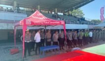 Polres Jeneponto mengerahkan 192 personel gabungan untuk mengamankan pembukaan Turnamen Piala Gubernur Sulawesi Selatan 2026 Zona Selatan di Stadion Mini Turatea, Kelurahan Empoang, Kecamatan Binamu, Senin (31/8/2026). (Humas Polres Jeneponto)